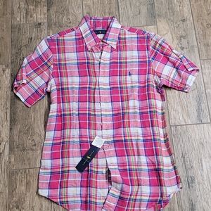 Men's Lenin button up short sleeve shirt.